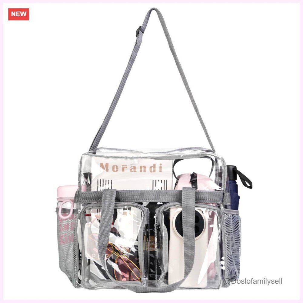 Clear Tote Bag with Zipper Closure Adjustable Strap Stadium Approved